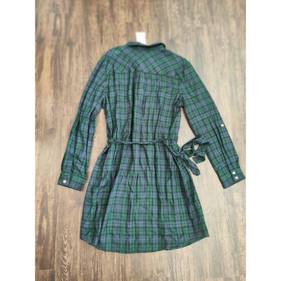 Banana Republic Women's Knee Length Long Sleeve Dresses Sz 14 Flannel Green - Picture 12 of 13